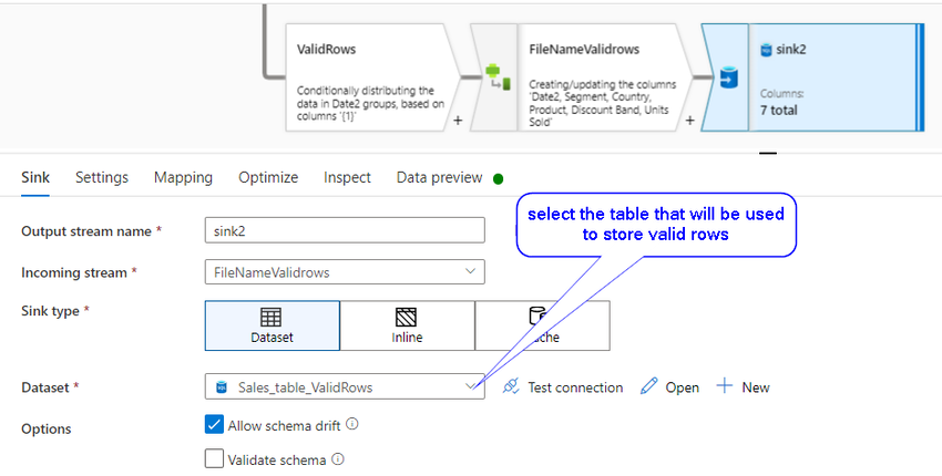 Filter real-time error rows from CSV to SQL Database Table in Azure Data Factory